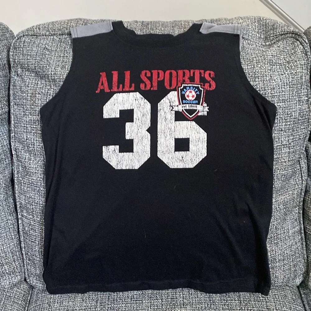 All Sports Varsity Black Soccer Sleeveless Shirt, Size XL (14)